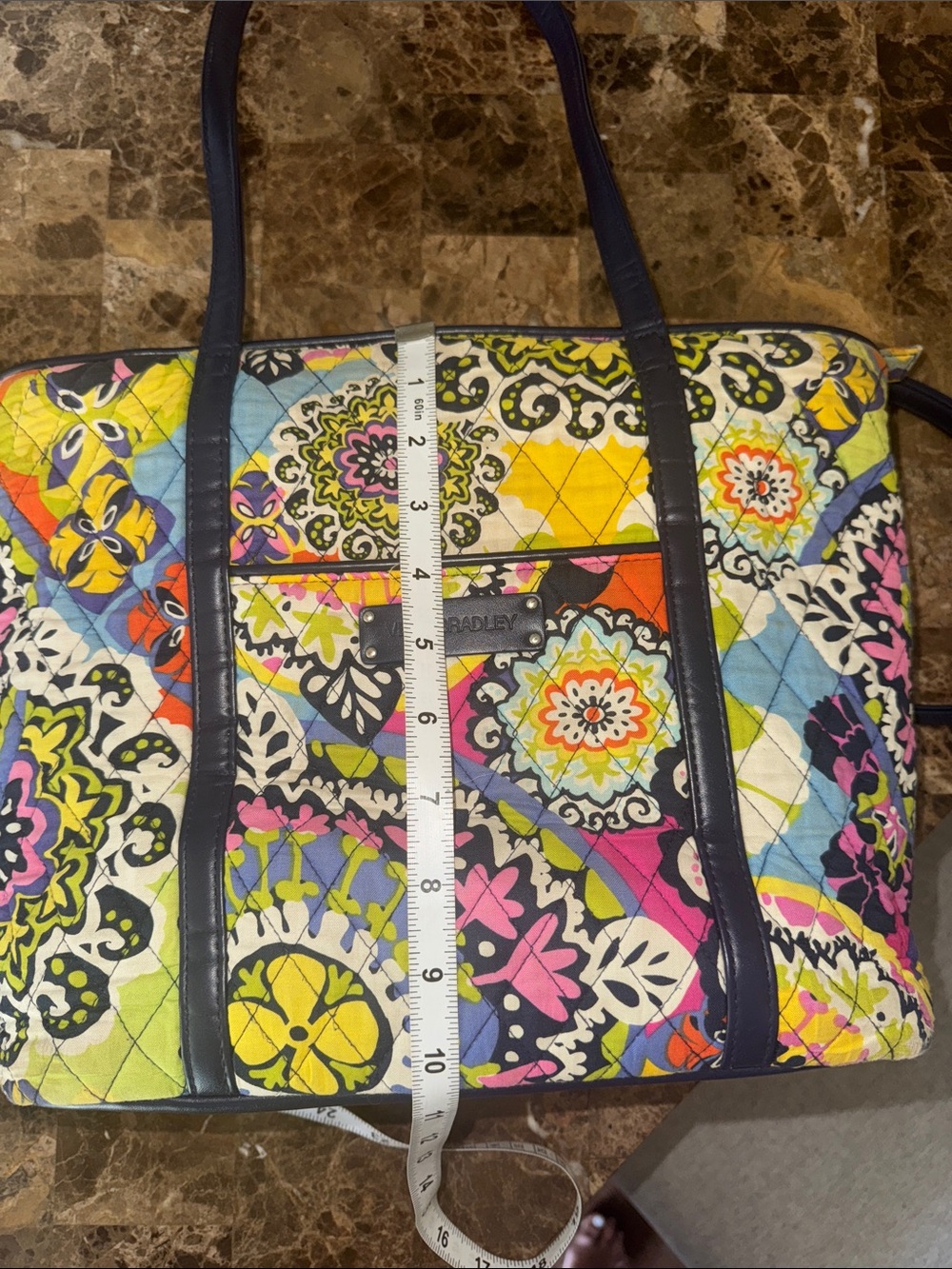 Vera Bradley Bright Multicolor Quilted Tote with Blue Trim. Rio Style. - Picture 2 of 11